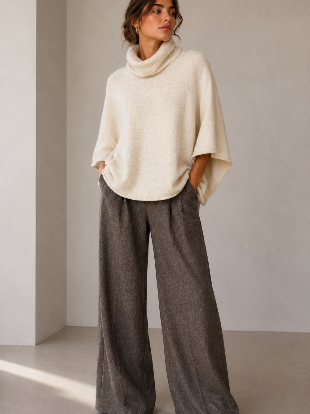 Zara Cashmere Blend Cowl Neck Poncho Sweater - Picture 4 of 9